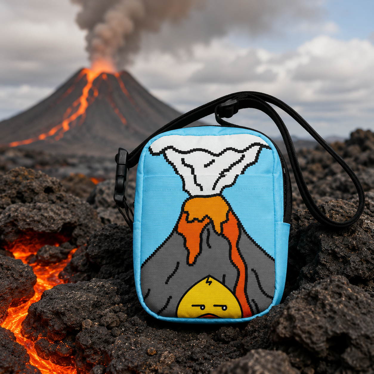 Full Pixel - Manic Volcanic | Waddleton the Peeking Duck™ Crossbody Sling Bag 1.4L