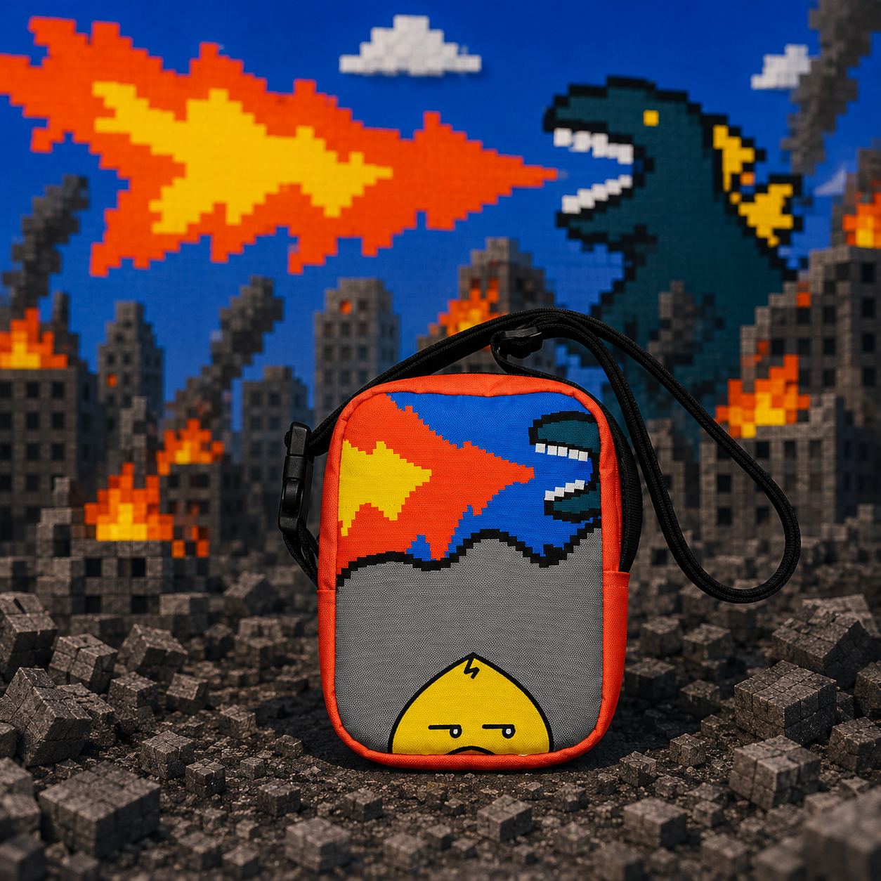 Full Pixel - Cayennosaurus Wrecks | Waddleton the Peeking Duck™ Crossbody Sling Bag 1.4L