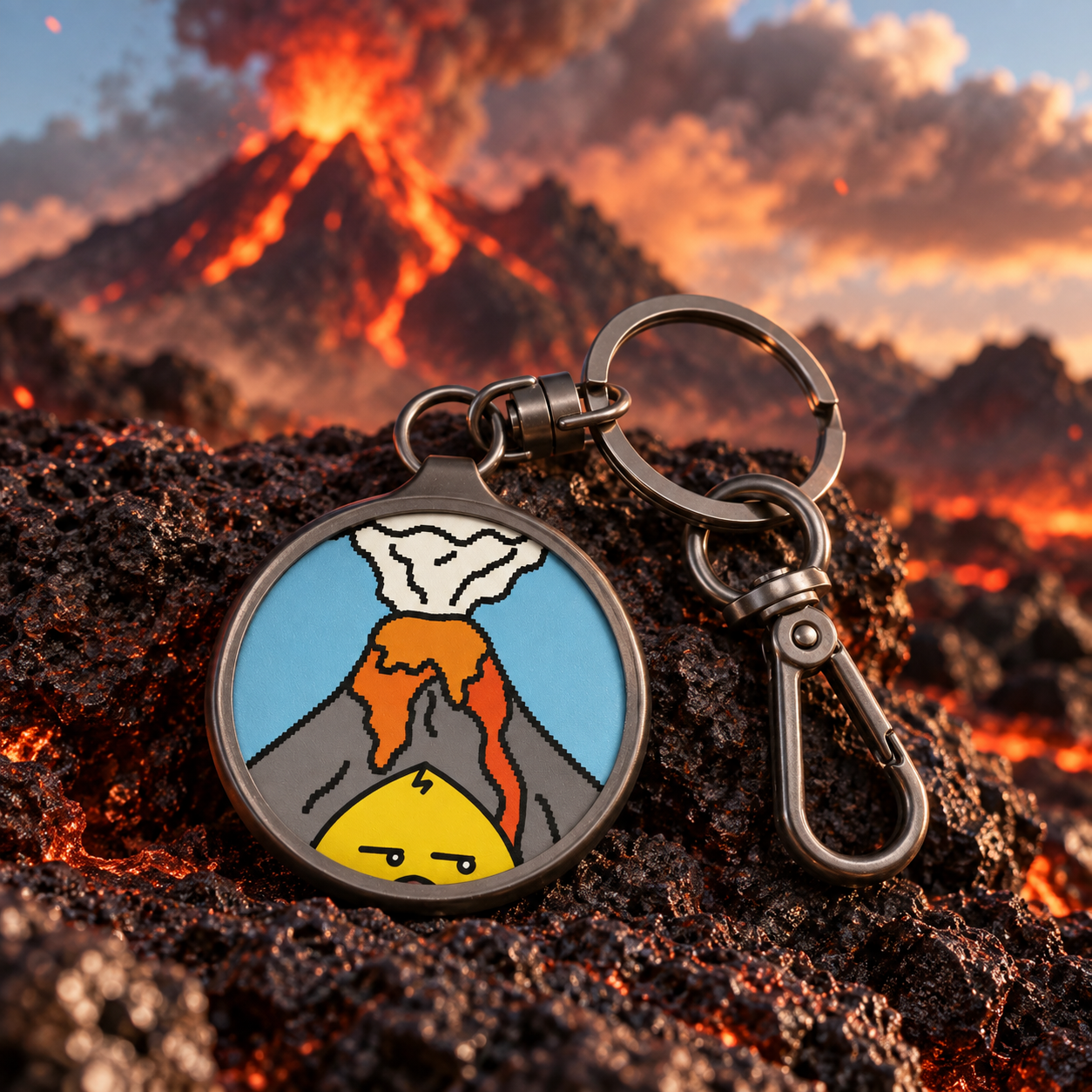 Full Pixel - Manic Volcanic | Waddleton the Peeking Duck™ Keychain