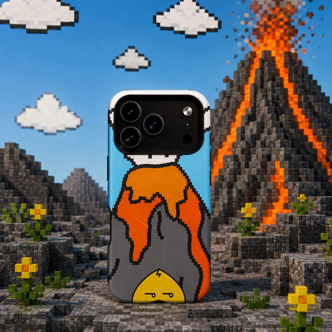 Full Pixel - Manic Volcanic | Waddleton the Peeking Duck™ MagSafe® tough case for iPhone®