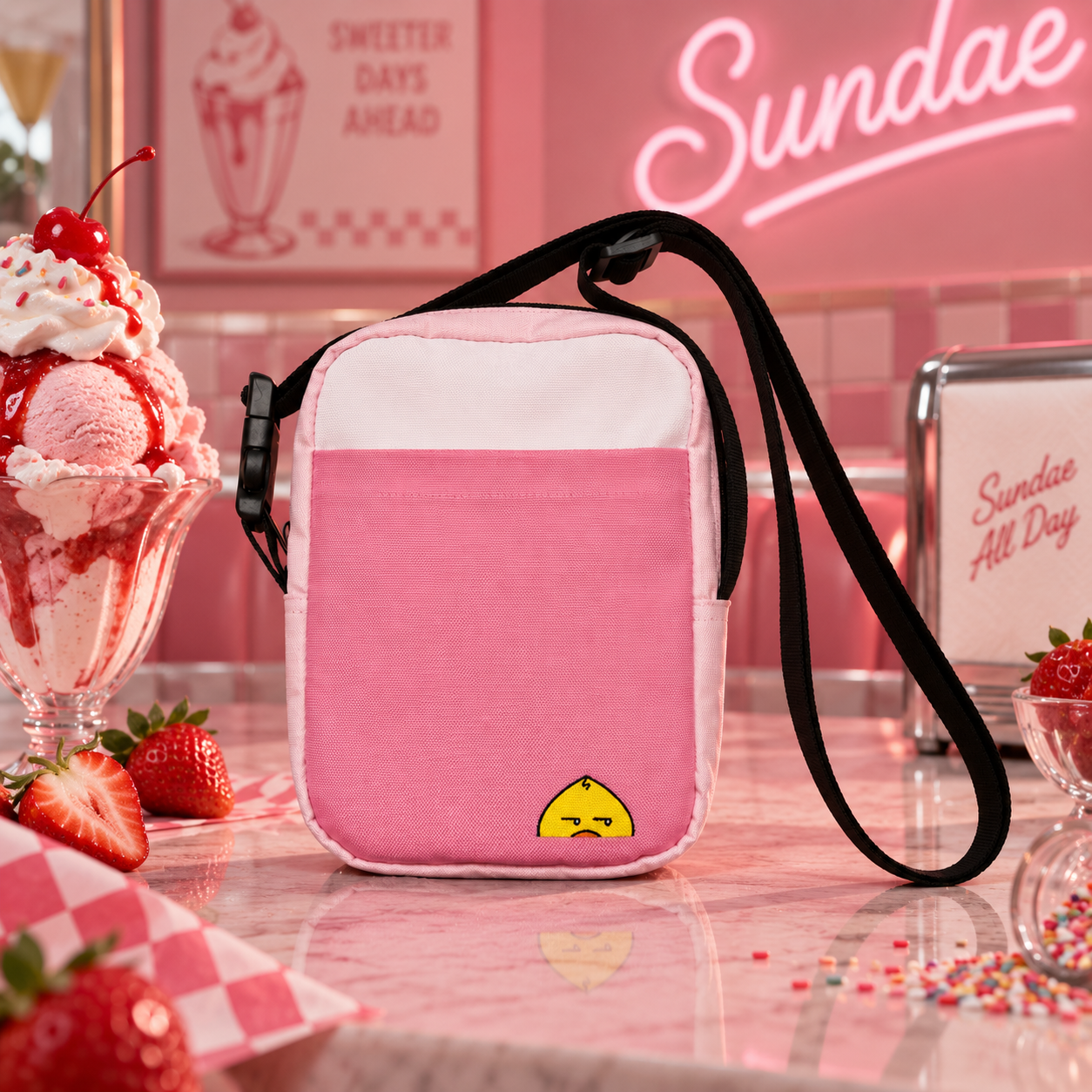 Strawberry Sundae | Waddleton the Peeking Duck™ Crossbody Sling Bag 1.4L