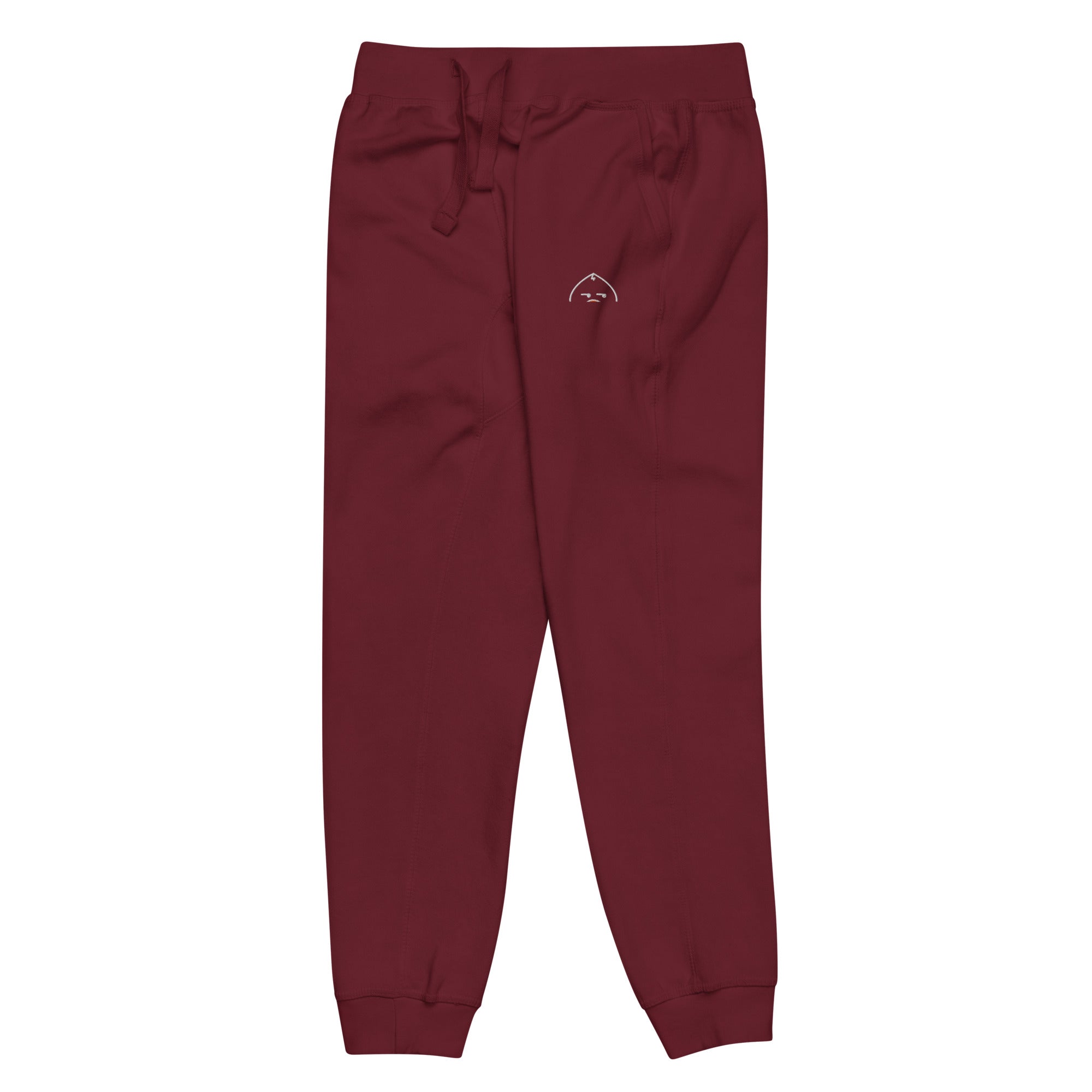 unisex-fleece-sweatpants-maroon-front-left