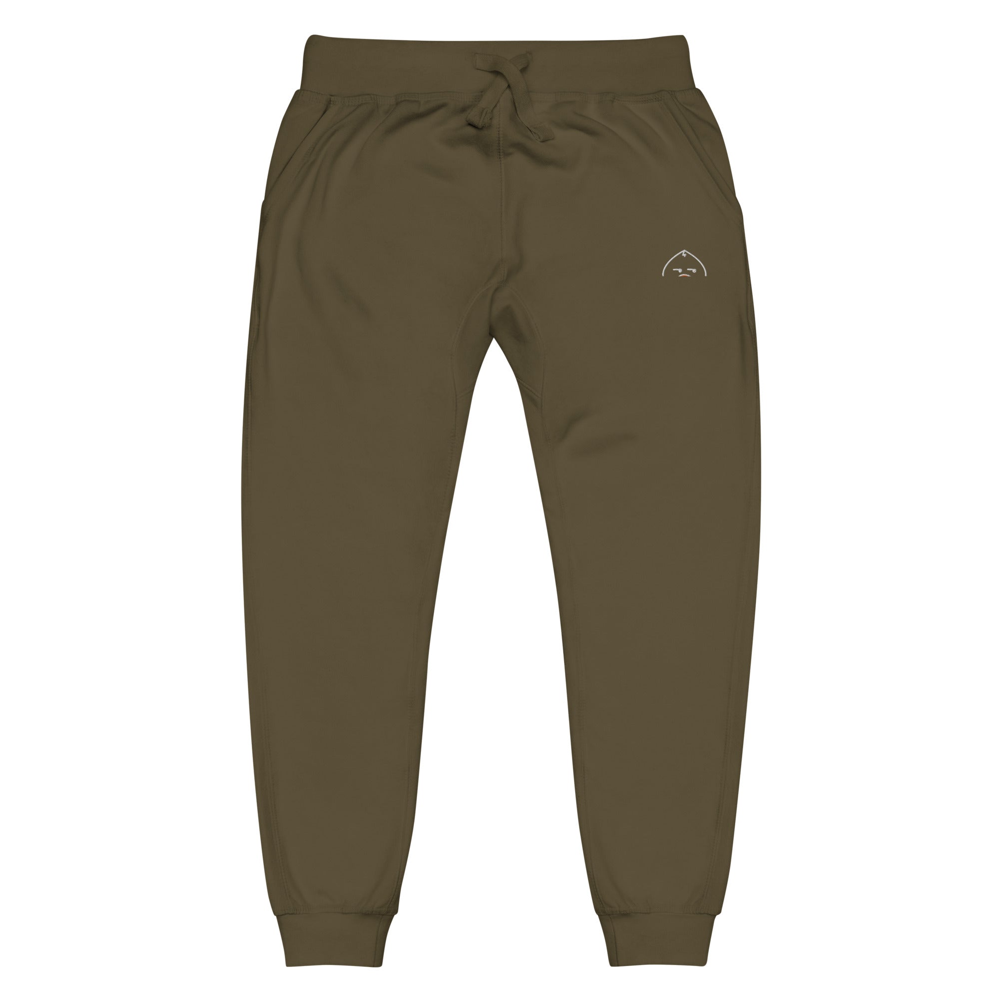 unisex-fleece-sweatpants-military-green-front